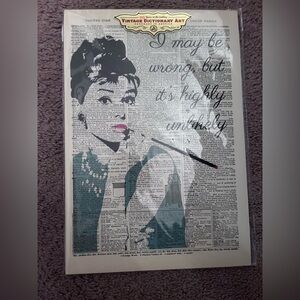 NWT Audrey Hepburn Vintage Dictionary Art